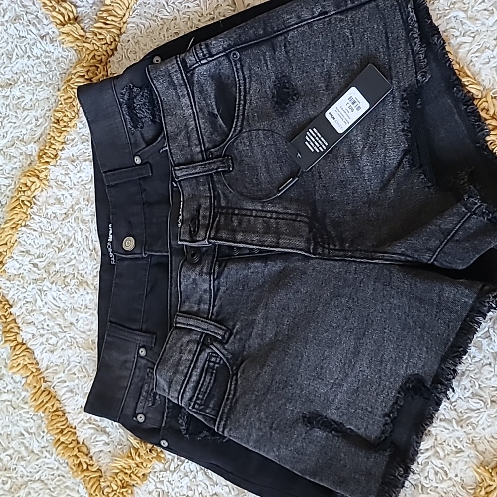 Fashion nova black and grey denim shorts